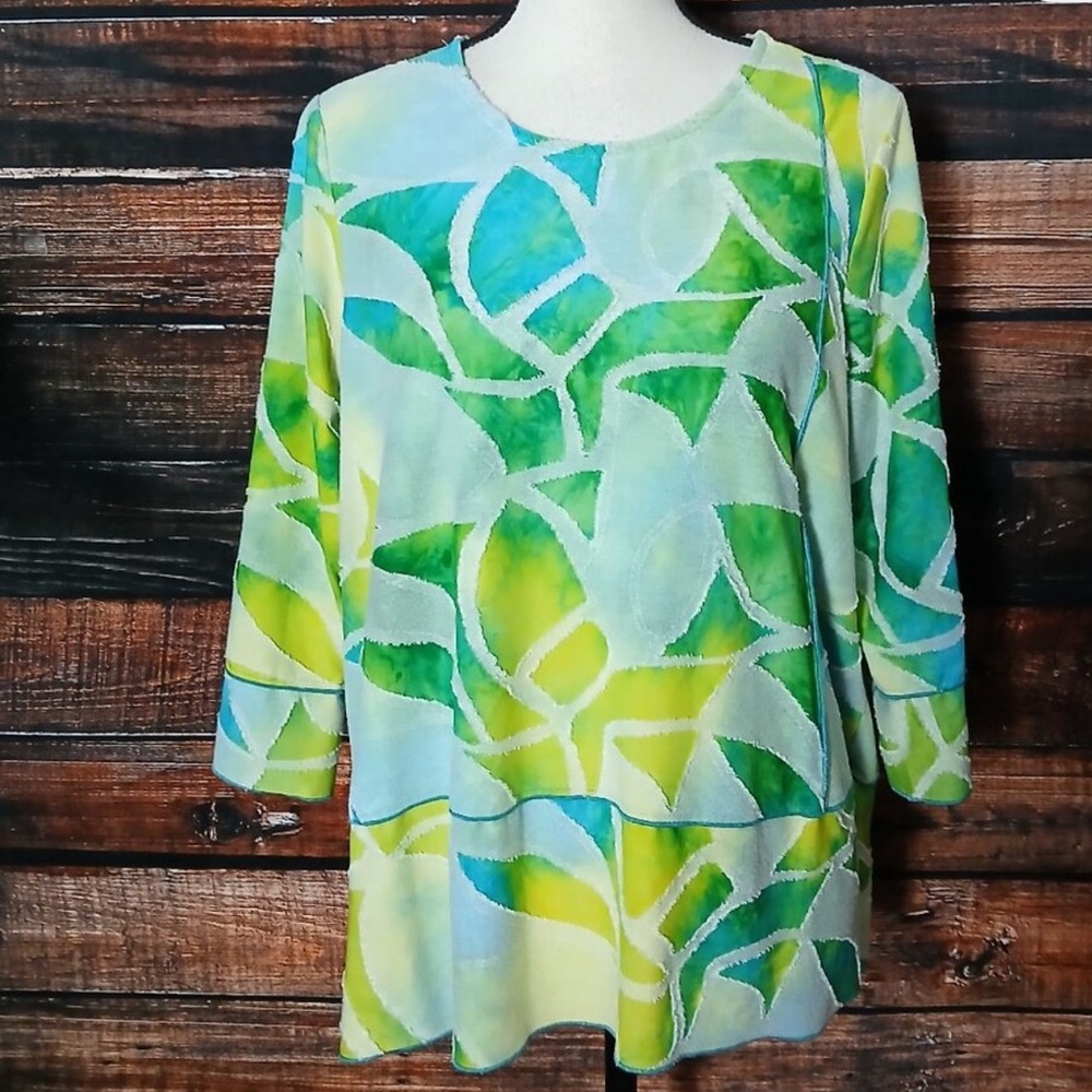 Ali Miles like new pullover Green and Blue Tie-Dye Top Size in a size XL - Picture 5 of 11